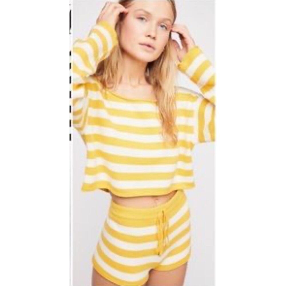 Free People Beach Striped Sweater and Shorts Set Large